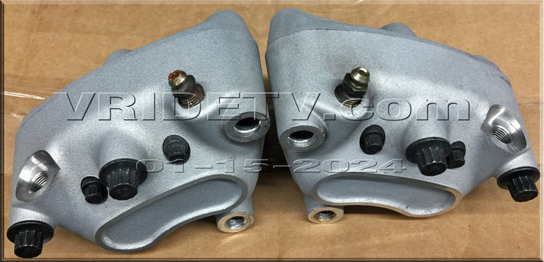 Genuine OEM Harley-Davidson front brake calipers. Front right brake caliper assembly: part number: 44451-01CFront left brake caliper assembly: part number: 44452-01C