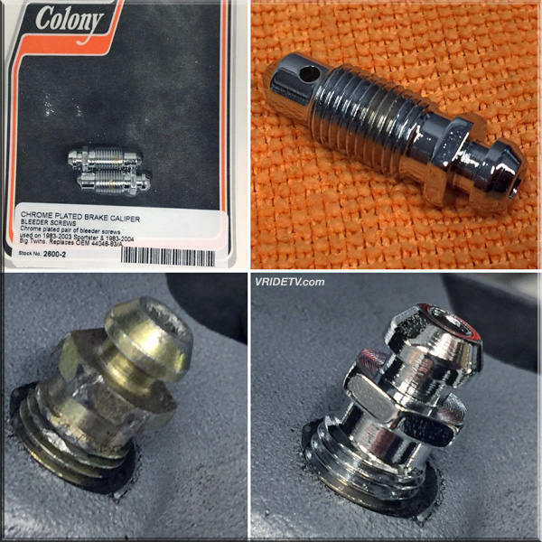 Harley Davidson VROD chrome brake caliper bleeder screws by COLONY