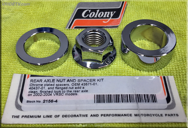 VROD CHROME rear axle nut and spacer kit by COLONY