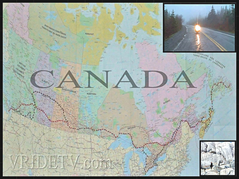 Map of route taken on Motorcycle trip across Canada. vridetv.com Virtual Riding TV