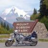 Mount Robson, British Columbia, Canada. With an elevation of 3,954 meters (12,972 feet) it is the highest point in the Canadian Rockies. This Harley-Davidson V-Rod has over 103,000 kilometers on it and has been ridden across Canada 2up, coast to coast, round trip. vridetv.com