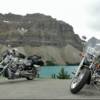 Our Harley-Davidson V-Rods at Bow Lake, Banff National Park.