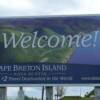  Signage welcoming everyone to Cape Breton Island Nova Scotia Canada, home of the world famous Cabot Trail.