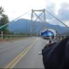 Diane shot this pic while we were riding in Revelstoke British Columbia and approaching the "Big Eddie" Bridge over the Columbia River.