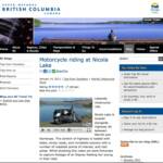Special thanks goes to Tourism British Columbia, the official travel website of British Columbia Canada for accepting vridetv's fifth video blog submission. They have posted our newest video, motorcycle riding alongside Nicola Lake in their blog section, and in tips from travellers. (video below).