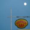 Moon over the Corner Gas sign from the set located in Rouleau,
Saskatchewan, Canada.
Photo taken on September12/08 VRIDETV.com is VIRTUAL RIDING TELEVISION