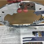 Newspaper challenge: This VROD brake disc has been sanded and polished to the point where you can read a newspaper in the reflection.