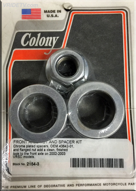 VROD chrome front wheel spacers and nut by COLONY